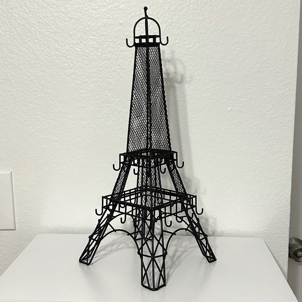 Eiffel tower black metal jewelry holder
